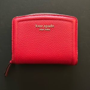 Lingonberry Pebbled Leather Small Compact Wallet.  New with tags.